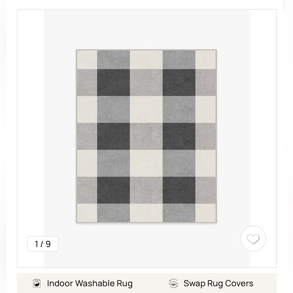 Ruggable Buffalo Plaid Black & White Rug Cover